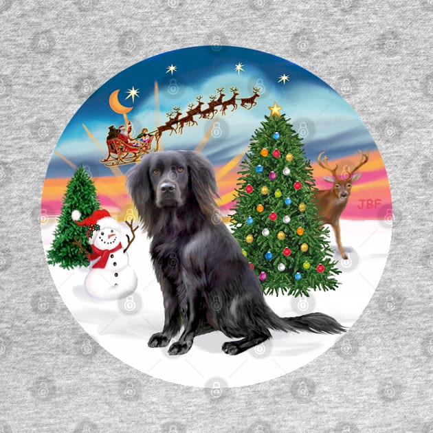 Santa Takes Off As His Flat Coated Retriever Looks On by Dogs Galore and More